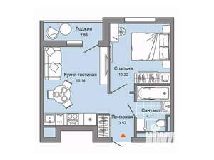 1-к квартира, строящийся дом, 32м2, 7/9 этаж