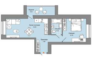 1-к квартира, вторичка, 48м2, 3/8 этаж