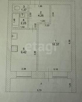 1-к квартира, вторичка, 39м2, 12/12 этаж