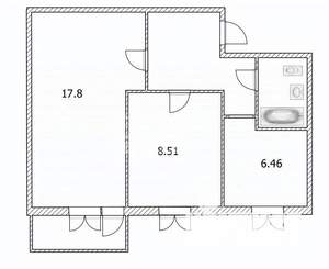2-к квартира, вторичка, 42м2, 5/5 этаж