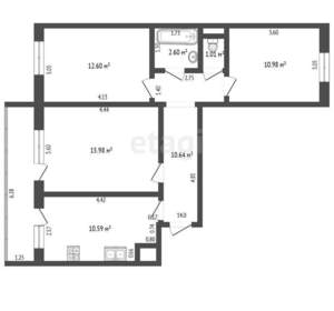 3-к квартира, вторичка, 64м2, 2/10 этаж