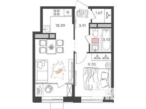 2-к квартира, вторичка, 37м2, 3/24 этаж