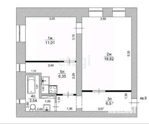 2-к квартира, вторичка, 46м2, 1/2 этаж