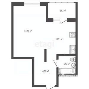 1-к квартира, сданный дом, 36м2, 11/16 этаж