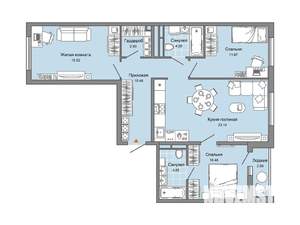 3-к квартира, строящийся дом, 84м2, 9/9 этаж