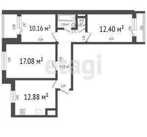3-к квартира, вторичка, 66м2, 2/9 этаж
