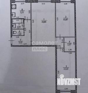 3-к квартира, вторичка, 58м2, 1/5 этаж