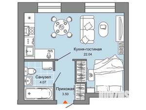Студия квартира, вторичка, 30м2, 7/9 этаж