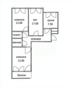3-к квартира, вторичка, 67м2, 5/9 этаж
