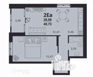 2-к квартира, вторичка, 49м2, 9/24 этаж