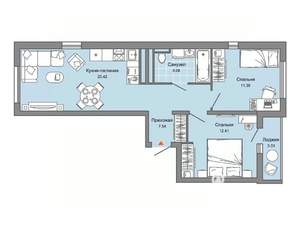 2-к квартира, строящийся дом, 58м2, 9/9 этаж