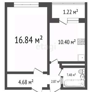 1-к квартира, вторичка, 38м2, 4/9 этаж