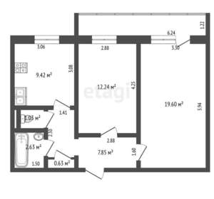 2-к квартира, вторичка, 53м2, 2/10 этаж