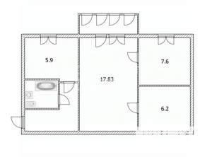 2-к квартира, вторичка, 45м2, 5/5 этаж
