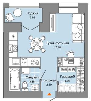 Студия квартира, вторичка, 28м2, 2/7 этаж