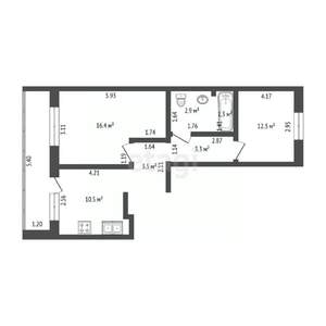 2-к квартира, вторичка, 50м2, 8/9 этаж