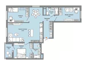 3-к квартира, строящийся дом, 93м2, 10/12 этаж
