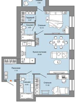 3-к квартира, вторичка, 70м2, 9/8 этаж