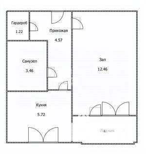 1-к квартира, вторичка, 30м2, 5/10 этаж