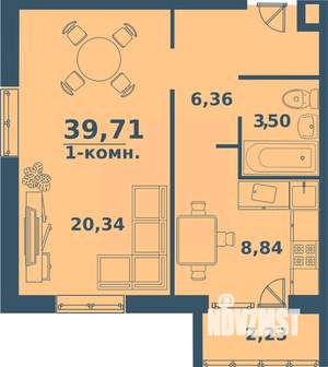 1-к квартира, строящийся дом, 40м2, 1/7 этаж