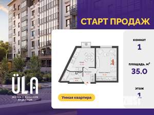 1-к квартира, вторичка, 35м2, 1/9 этаж