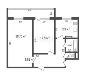 2-к квартира, вторичка, 53м2, 4/9 этаж
