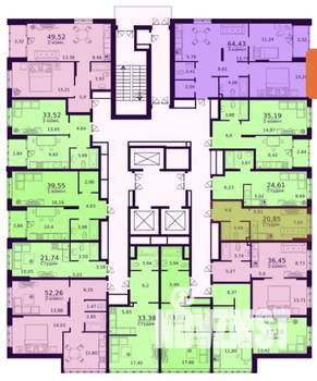 3-к квартира, строящийся дом, 64м2, 18/24 этаж