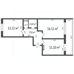 2-к квартира, вторичка, 50м2, 8/9 этаж