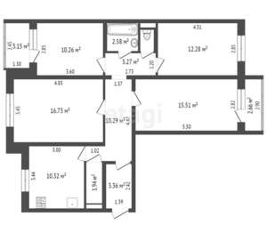 4-к квартира, вторичка, 84м2, 1/10 этаж