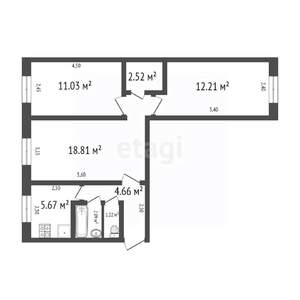 3-к квартира, вторичка, 58м2, 2/5 этаж