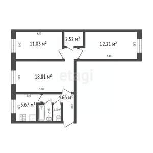 3-к квартира, вторичка, 58м2, 2/6 этаж