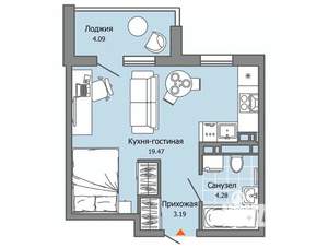 Студия квартира, строящийся дом, 29м2, 7/8 этаж