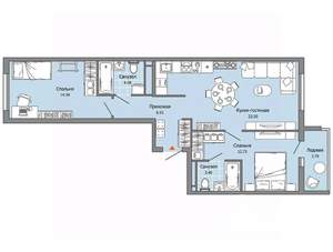 2-к квартира, вторичка, 67м2, 4/9 этаж