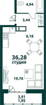 1-к квартира, вторичка, 36м2, 13/24 этаж
