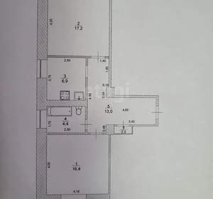 2-к квартира, вторичка, 58м2, 1/2 этаж