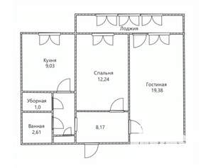 2-к квартира, вторичка, 53м2, 3/9 этаж