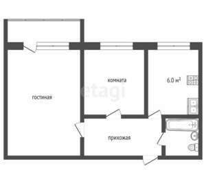 2-к квартира, вторичка, 44м2, 5/5 этаж