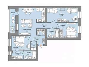 3-к квартира, строящийся дом, 92м2, 7/8 этаж