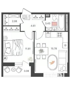 2-к квартира, вторичка, 38м2, 10/16 этаж
