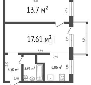 2-к квартира, вторичка, 56м2, 4/4 этаж