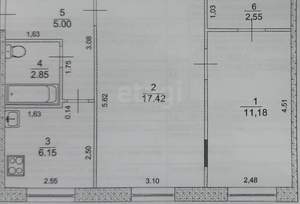 2-к квартира, вторичка, 45м2, 1/5 этаж
