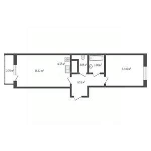 1-к квартира, сданный дом, 42м2, 12/18 этаж