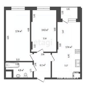 2-к квартира, вторичка, 61м2, 15/21 этаж