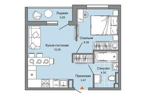 1-к квартира, вторичка, 34м2, 1/9 этаж