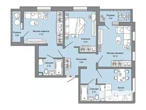 3-к квартира, вторичка, 78м2, 1/6 этаж