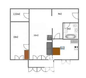2-к квартира, вторичка, 45м2, 3/5 этаж