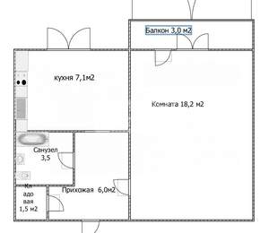 1-к квартира, вторичка, 36м2, 7/9 этаж