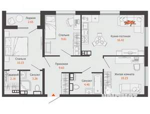3-к квартира, вторичка, 67м2, 5/9 этаж
