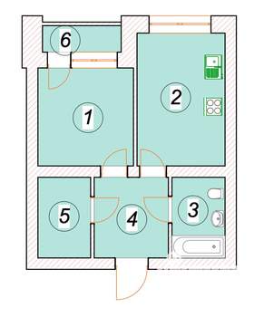 1-к квартира, строящийся дом, 45м2, 4/7 этаж