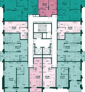 2-к квартира, вторичка, 56м2, 16/24 этаж